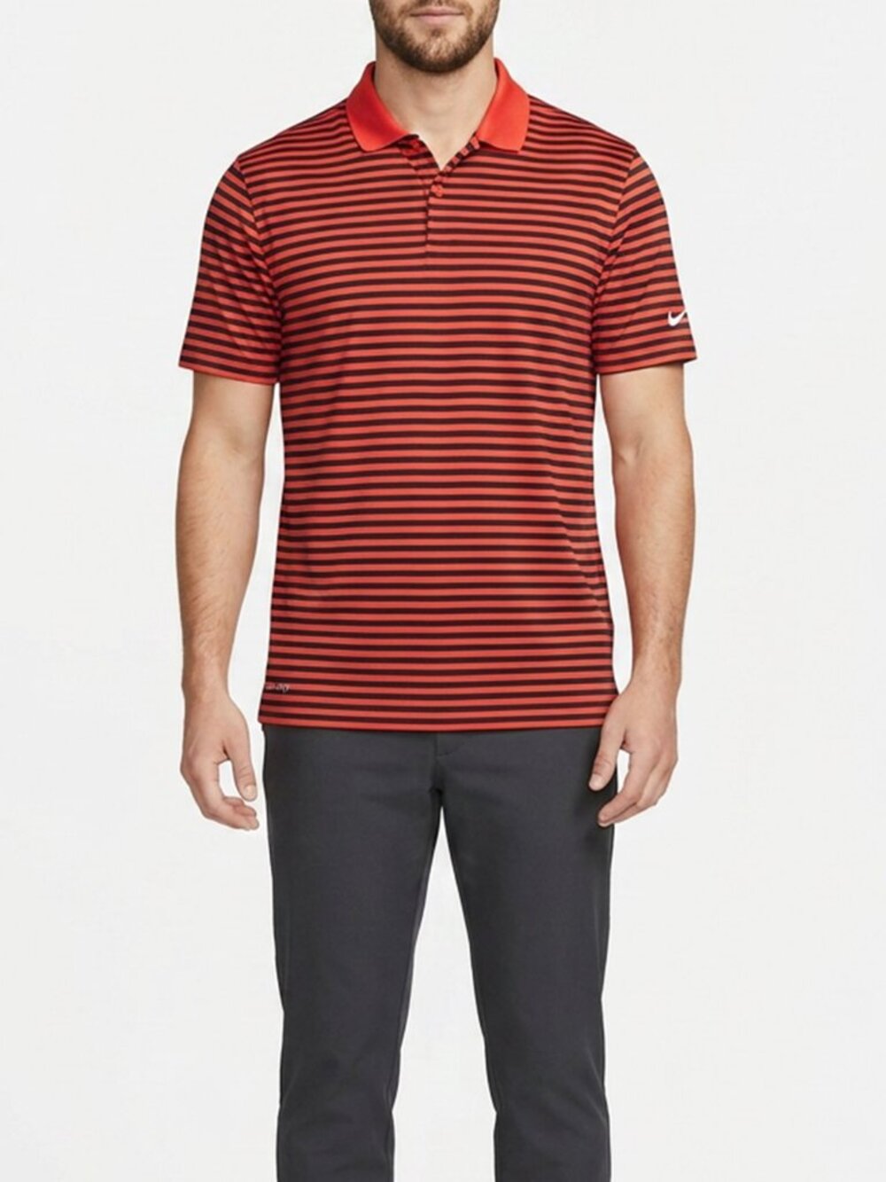 Nike Golf Dri-FIT Red Black Striped Performance Polo Shirt Men‎ Size XXL